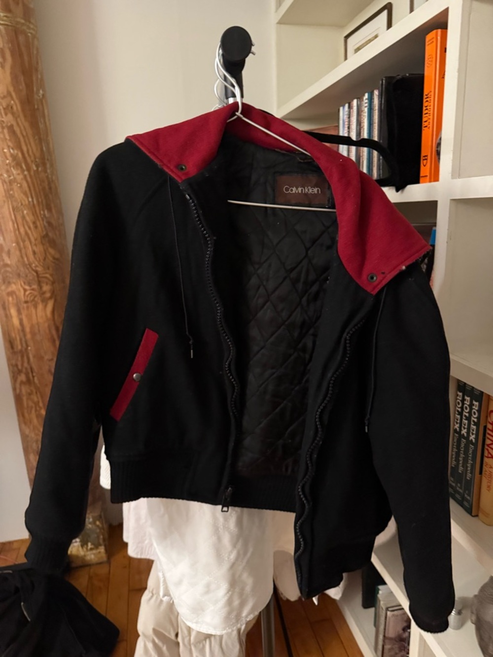 Vintage Calvin Klein Black Jacket with Burgundy Accents